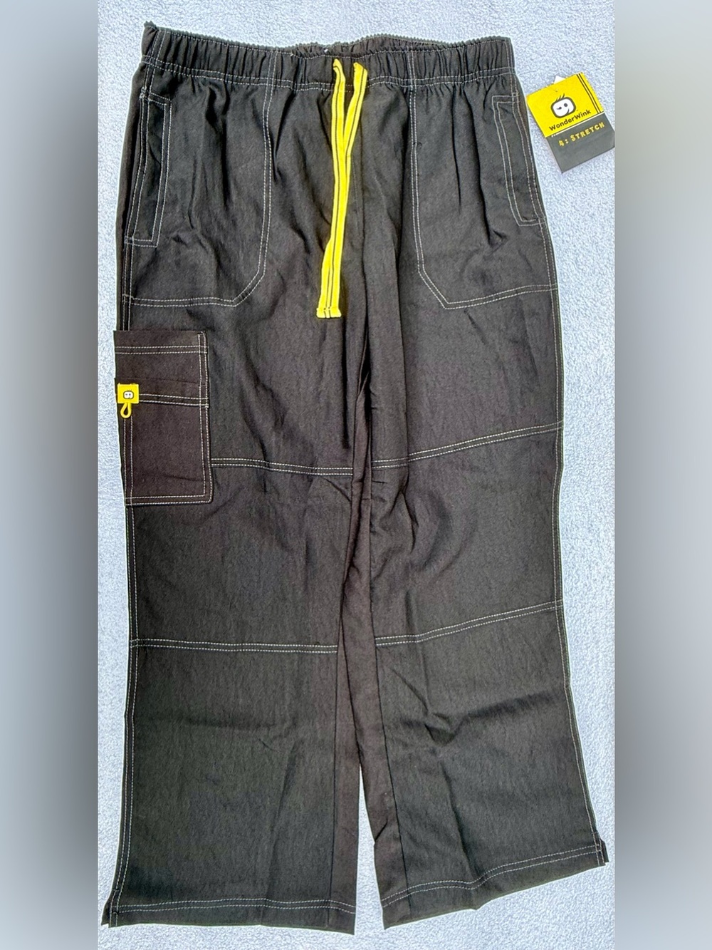 Women’s Black Scrubs with Yellow Drawstring